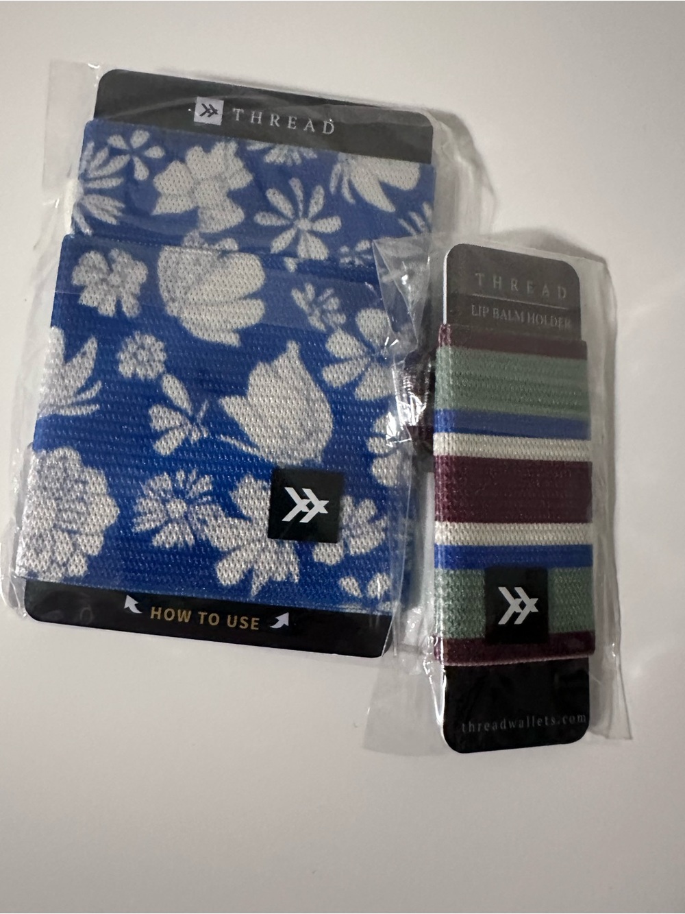 Thread Blue Floral & Multi-Striped Card Holder Set